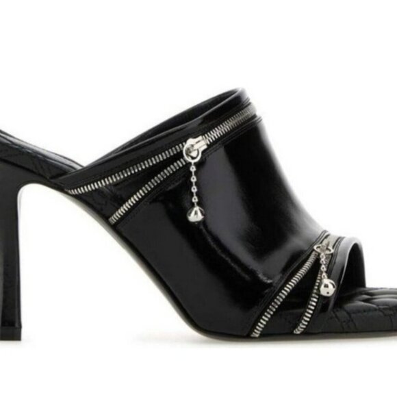 Auth. Burberry black leather peep mules NWT in box and Dustbag - Picture 9 of 11